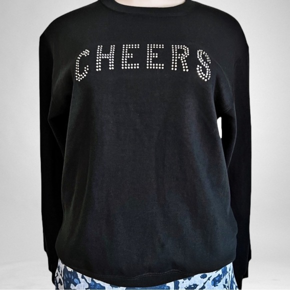 NEW Sub_Urban Riot CHEERS Willow Sweatshirt Black/Rhinestone SZ XS - Picture 2 of 9